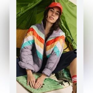 Free People Movement Pippa Printed Packable Puffer Jacket L NWT